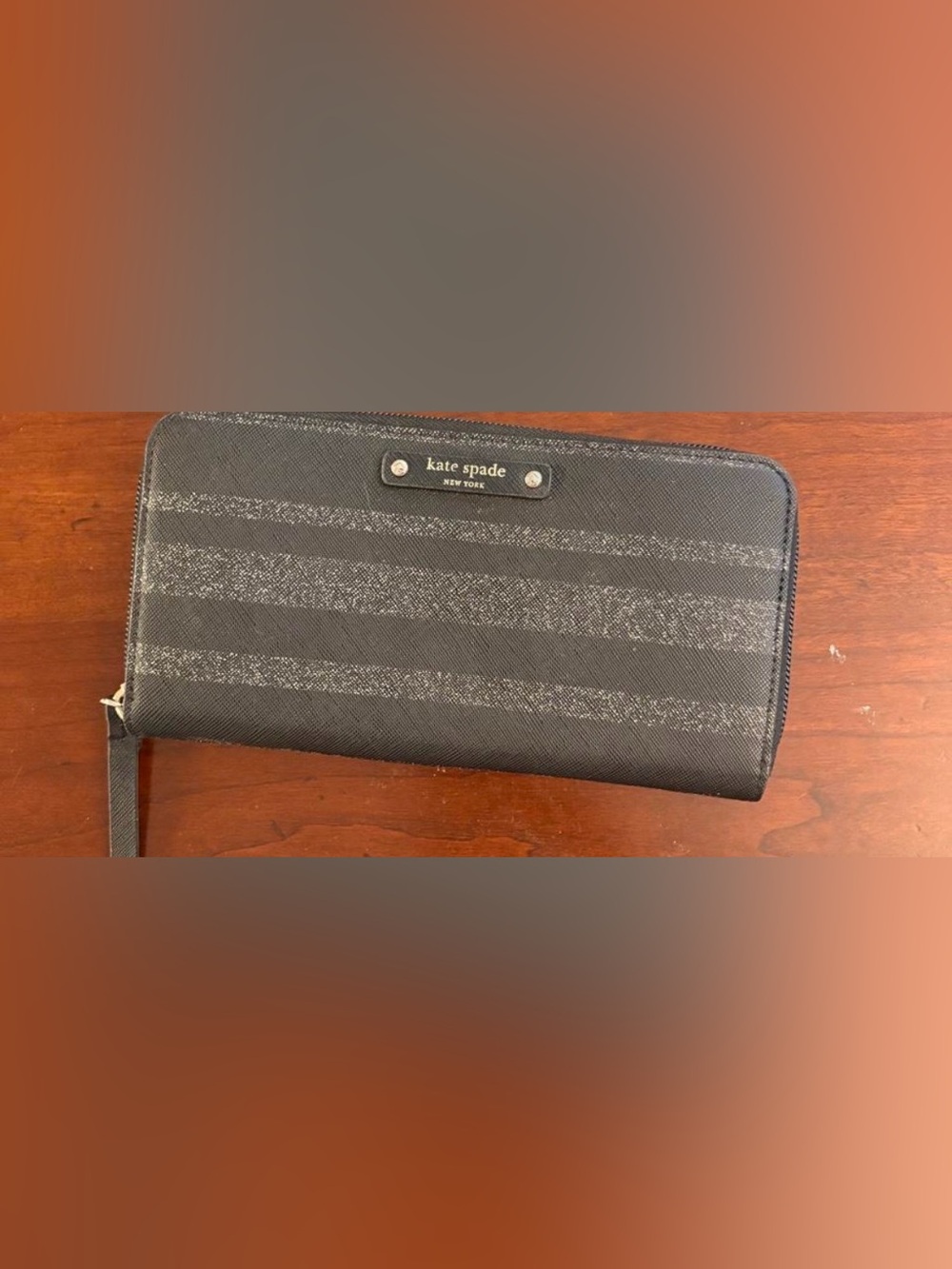 kate spade Black and Gray Striped Men's Wallet